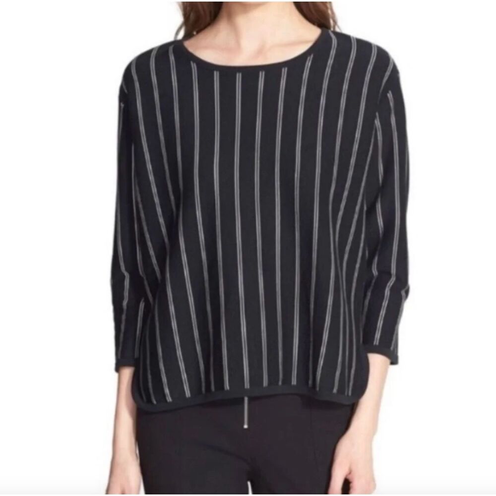 Rag & Bone Regan Pullover Navy Vertical Striped Sweater Boxy Top, Sz XS